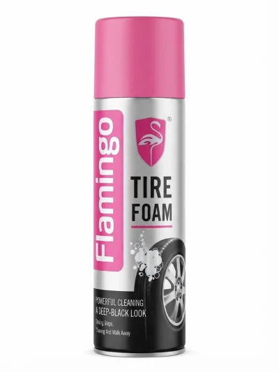 فوم تلميع وتنظيف إطارات السيارة (Tire Foam) من ماركة Flamingo