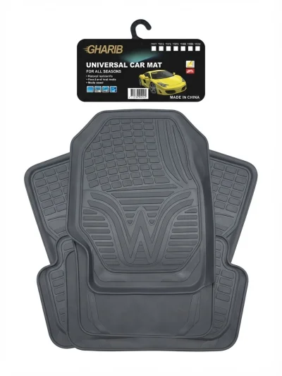 طقم دواسة سيارة شاملة (Universal Car Mat) عالية الجودة ثلاثة الوان اسود بيج ورمادي غامق