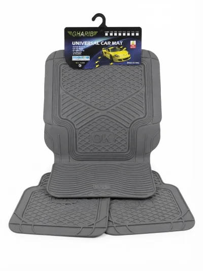 طقم دواسة سيارة شاملة (Universal Car Mat) بلون رمادي عملي من علامة غريب (GHARIB)