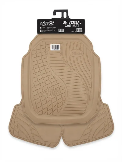 طقم دواسة سيارة شاملة (Universal Car Mat) بلون بيج راقٍ من علامة فيكتور (Victor)،