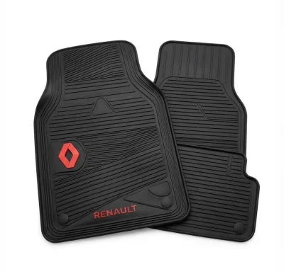 طقم دوسات سيارة مطاطي متين وعالي الجودة مخصص لسيارات رينو (Renault) بلون أسود أنيق