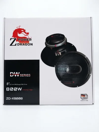 طقم سماعات سيارة احترافي منتريو (Mid Range) مقاس 8 بوصة من باور دراجون (Power Dragon ZD-X8008)