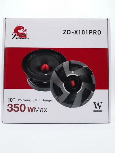 طقم سماعات سيارة احترافي منتريو (Mid Range) مقاس 10 بوصة من باور دراجون (Power Dragon ZD-X101PRO)