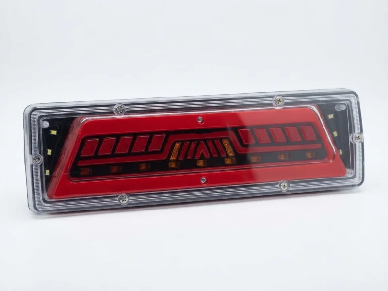 وحدة إضاءة خلفية LED عصرية بتصميم هندسي مخطط ورياضي، توفر إضاءة ساطعة وواضحة لتعزيز أمان ومظهر السيارة.