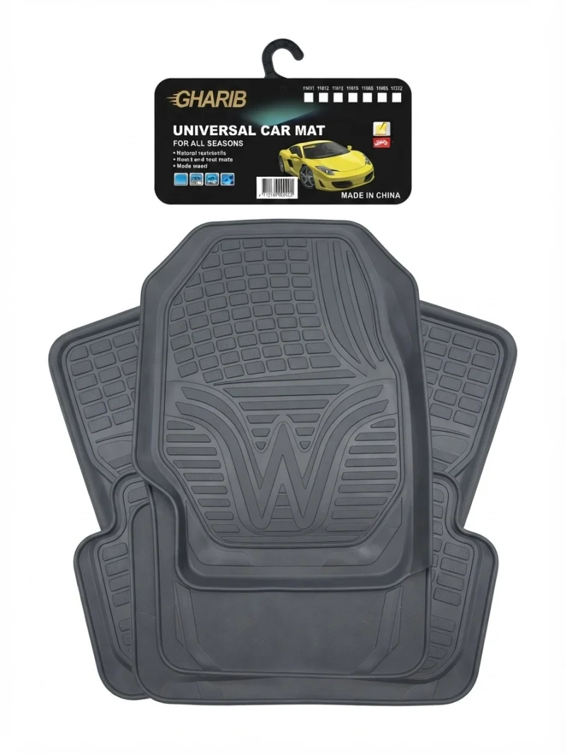طقم دواسة سيارة شاملة (Universal Car Mat) عالية الجودة ثلاثة الوان اسود بيج ورمادي غامق