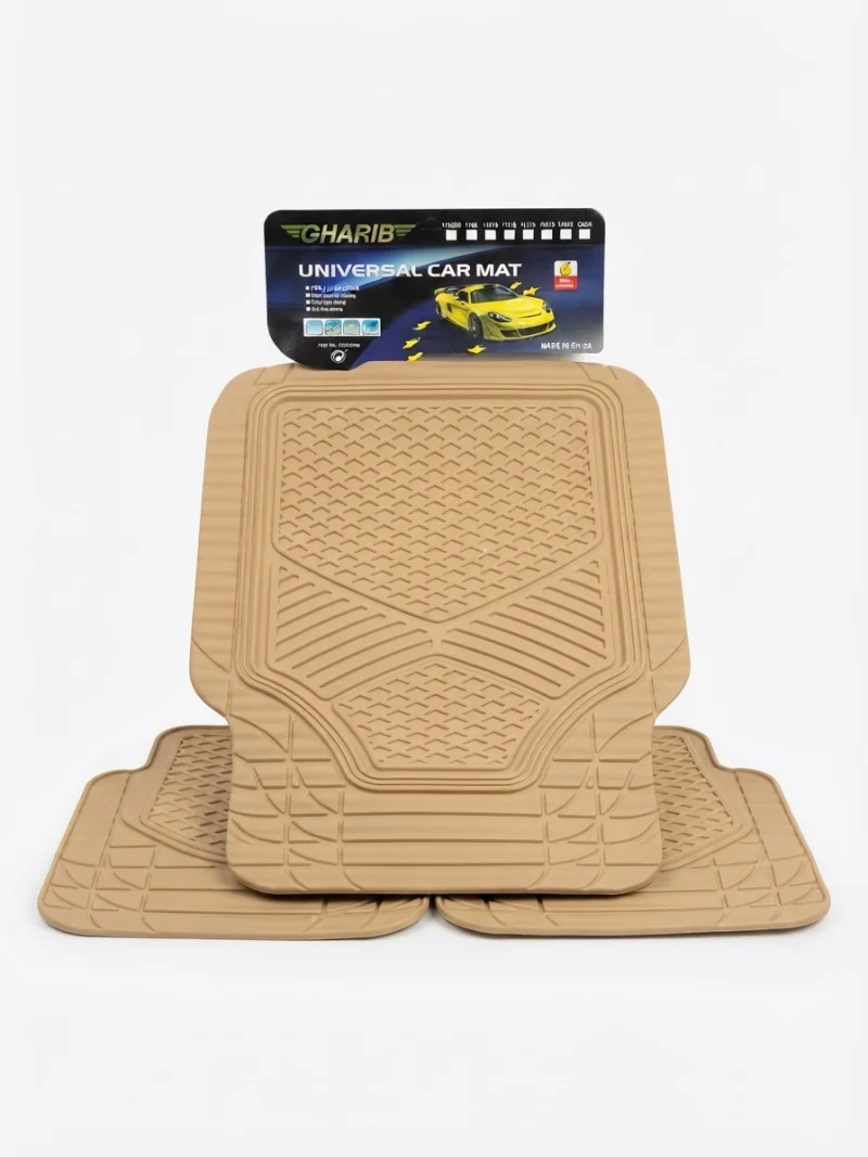طقم دواسة سيارة شاملة (Universal Car Mat) بلون بيج راقٍ  ولون اسود من علامة غريب (GHARIB)