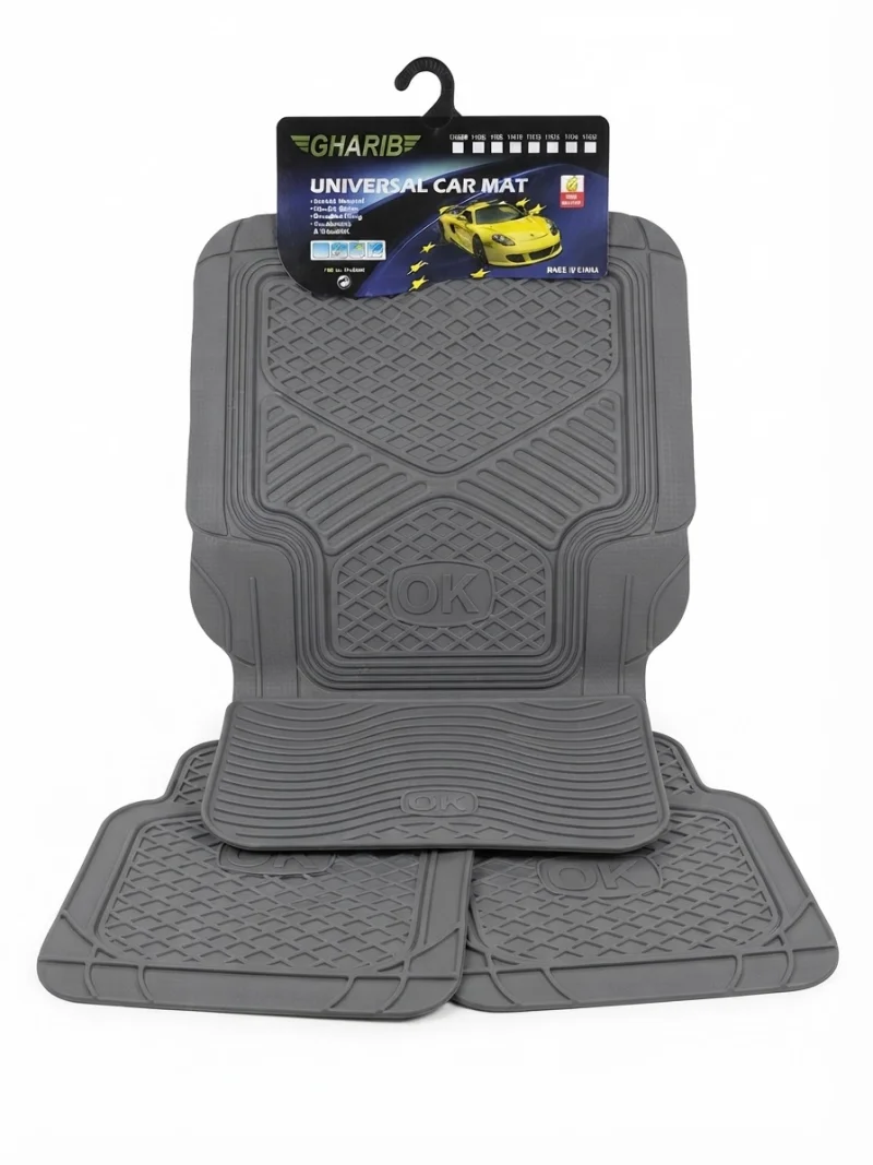 طقم دواسة سيارة شاملة (Universal Car Mat) بلون رمادي عملي من علامة غريب (GHARIB)
