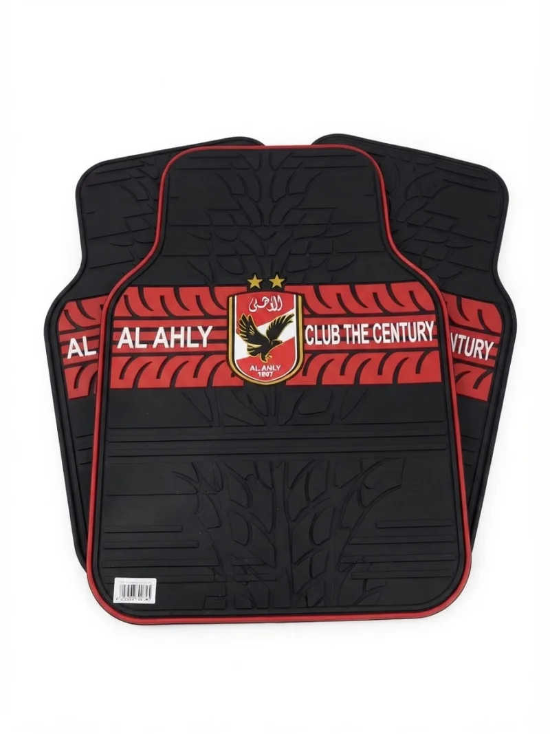 طقم دواسة سيليكون سيارة رياضية متينة باللونين الأسود والأحمر مزينة بشعار النادي الأهلي (Al Ahly - Club The Century)