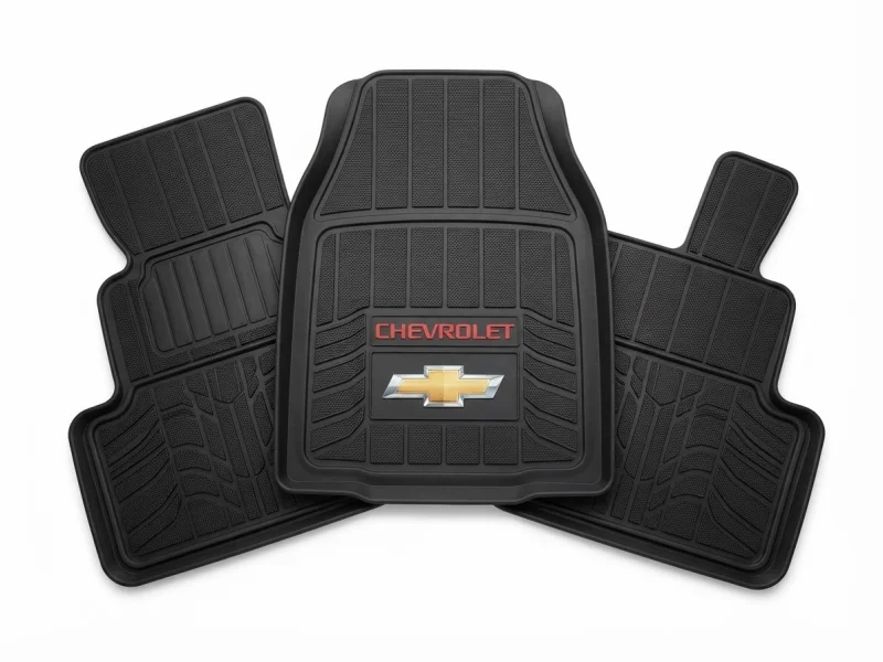 طقم دوسات سيارة مطاطي متين وعالي الجودة مخصص لسيارات شيفروليه (Chevrolet) بلون أسود أنيق